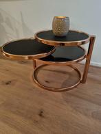 Salontafel 155cm - Koper & Zwart - 3 Niveaus, Huis en Inrichting, Ophalen, 100 tot 150 cm, Modern chique, Rond