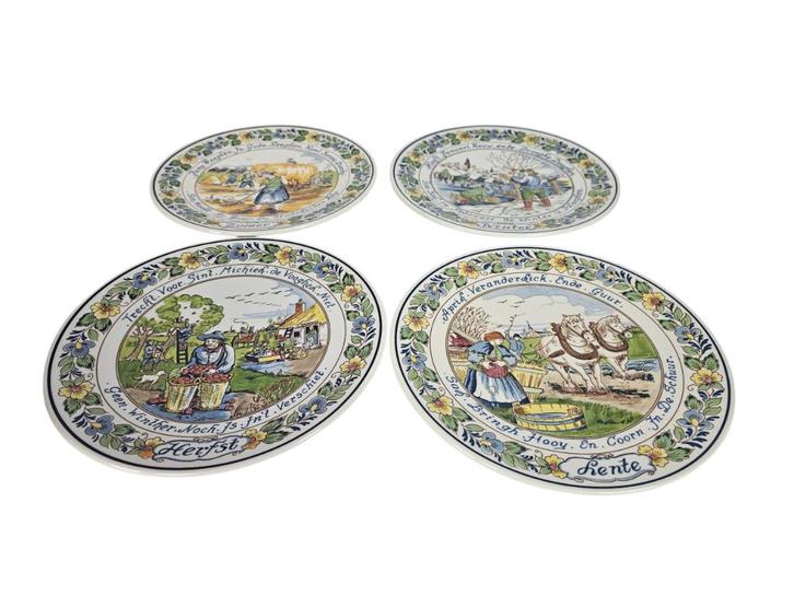 Royal Goedewaagen -  Polychroom - (4) wandborden, Antiek en Kunst, Antiek | Keramiek en Aardewerk, Ophalen of Verzenden