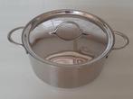 Weinig gebruikte kookpan, merk Le Chef , z.g.a.n., Keramische plaat, Ophalen of Verzenden, Zo goed als nieuw, Rvs