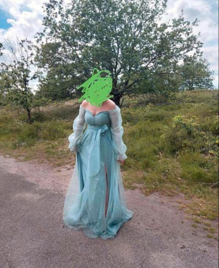 Mint groene avondjurk, Kleding | Dames, Gelegenheidskleding, Zo goed als nieuw, Galajurk, Maat 38/40 (M), Groen, Ophalen of Verzenden