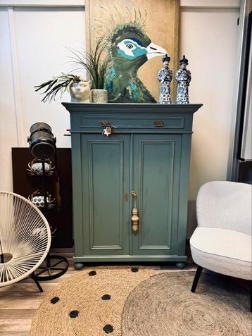 Meidenkast biedermeier linnenkast servieskast commode groen beschikbaar voor biedingen