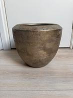 Gouden bloempot, Tuin en Terras, Bloempotten, Steen, Rond, Zo goed als nieuw, Minder dan 40 cm