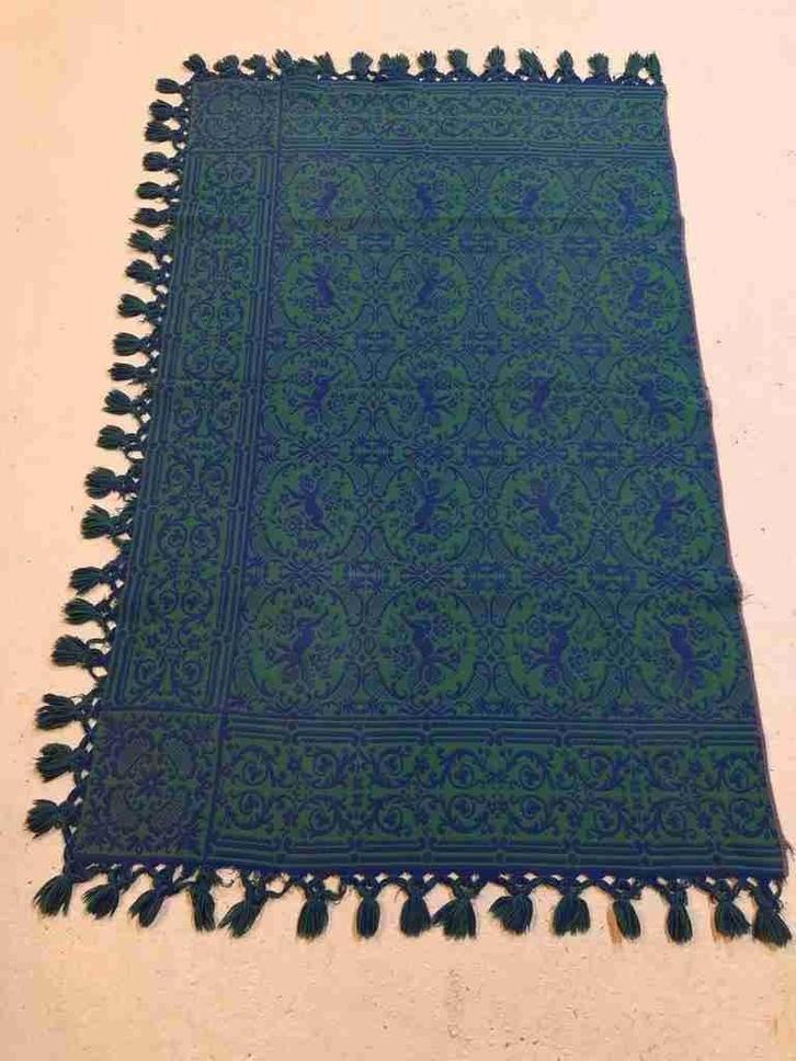 Grand foulard groen blauw engelen 177/114, Huis en Inrichting, Woonaccessoires | Plaids en Woondekens, Ophalen of Verzenden