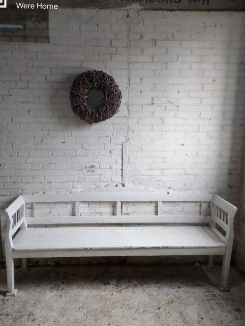 Antieke bank wit voor aan tafel, veranda 200 cm lang, Antiek en Kunst, Antiek | Meubels | Stoelen en Banken, Ophalen of Verzenden