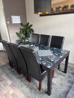 Eettafel met 6 stoelen, Ophalen, Gebruikt, 100 tot 150 cm, Vijf personen of meer