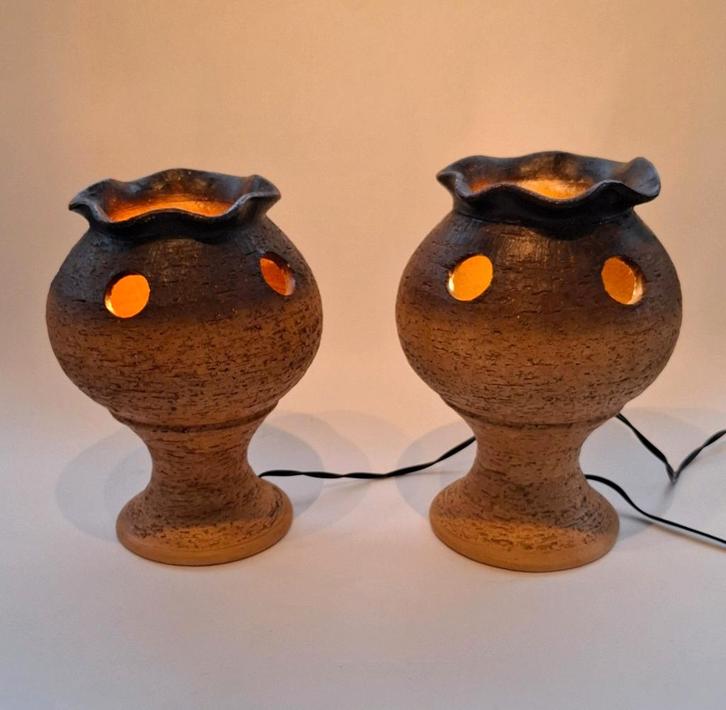 Keramieke Brutalistische Tafellampen, Huis en Inrichting, Lampen | Tafellampen, Zo goed als nieuw, Minder dan 50 cm, Ophalen of Verzenden