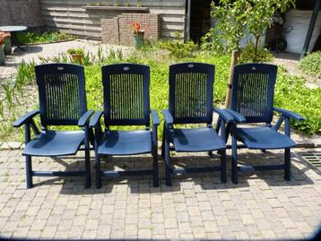 4 stuks BLAUWE Hartman tuinstoelen verstelbare rugleuning  . beschikbaar voor biedingen