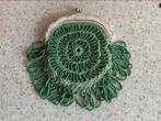 Vintage Kralenbeursje met Zilverkleurige Beugel, Ophalen of Verzenden, Gebruikt, Groen, Avondtasje