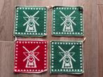 Vintage Pannenlappen met Molenmotief - Set van 4, Ophalen of Verzenden, Gebruikt, Overige kleuren, Overige typen