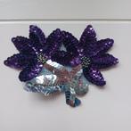 Vintage applicatie paarse bloem met zilver ,pailletten, Ophalen of Verzenden