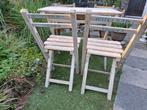 Franse bistro bistrosets tuinset tafel + 2/4 stoelen, Ophalen, Gebruikt, Rechthoekig, Hout