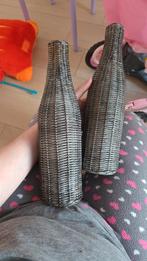 2 vaasjes zwart grijs riet, Ophalen of Verzenden, Zo goed als nieuw, Grijs
