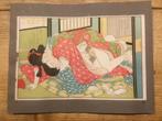 Antieke Japanse shunga houtblok prent, Antiek en Kunst, Kunst | Niet-Westerse kunst, Verzenden