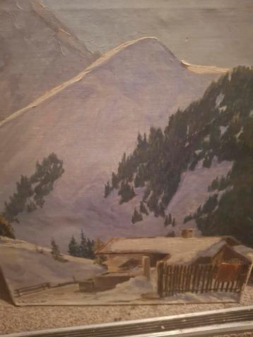 Schilderij: Winterlandschap met bergen beschikbaar voor biedingen