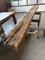 Oude geleefde massief eiken balk 29x13 en 280 lang, Doe-het-zelf en Verbouw, Hout en Planken, Ophalen, Eiken, Zo goed als nieuw