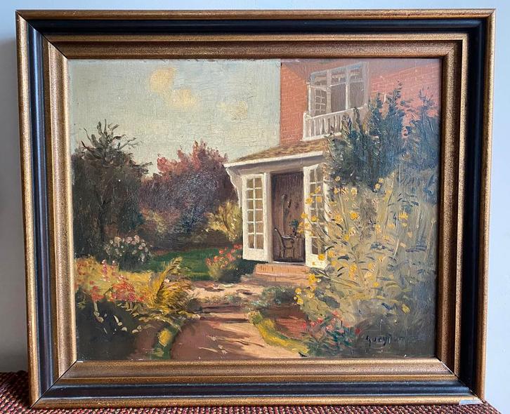 Arthur Gueydan - Huis met tuin - Zwitserland Impressionisme, Antiek en Kunst, Kunst | Schilderijen | Klassiek, Ophalen of Verzenden