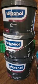 Wijzonol wijzotex muurverf Ral 9010 div emmers, Doe-het-zelf en Verbouw, Ophalen, Wit, Nieuw, Verf