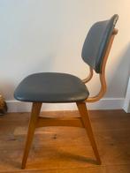Vintage mid-century modern stoelen, Huis en Inrichting, Stoelen, Blauw, Twee, Gebruikt, Leer