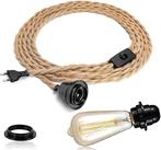 Vintage Lamp met Touw, Huis en Inrichting, Lampen | Hanglampen, Ophalen of Verzenden, Nieuw, Stof, Minder dan 50 cm