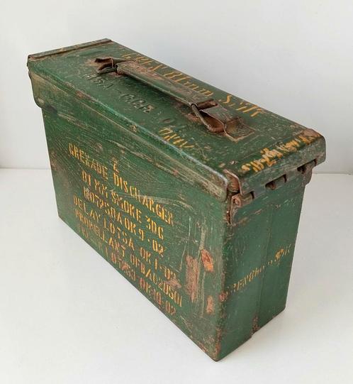 Oude Militaire Munitie Kist Leger Mortier, Verzamelen, Militaria | Algemeen, Landmacht, Kist of Geocache, Nederland, Verzenden