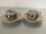 Espresso Kop- en Schotels met 24 krt. Goud, Ophalen of Verzenden, Nieuw, Porselein, Kop en/of schotel