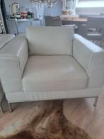 2 witte leren Ikea fauteuils in prima staat., Huis en Inrichting, Minder dan 150 cm, Gebruikt, Eenpersoons, 75 tot 100 cm