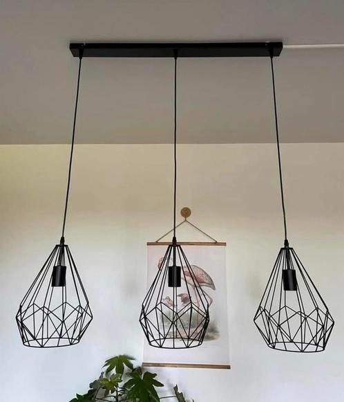 Industriële Plafondlamp met 3 Spots – Zwart Metaal, Huis en Inrichting, Lampen | Plafondlampen, Zo goed als nieuw, Metaal, Ophalen