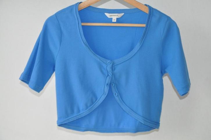 Sandwich vestje/ bolero kort model maat M helder lichtblauw, Kleding | Dames, Tops, Nieuw, Maat 38/40 (M), Blauw, Korte mouw, Ophalen of Verzenden