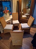 4 eetkamer stoelen riet, Huis en Inrichting, Stoelen, Ophalen of Verzenden, Gebruikt, Bruin