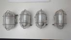 Set van 4 vintage scheepslampen, Huis en Inrichting, Lampen | Wandlampen, Ophalen of Verzenden, Gebruikt, Glas, Industrieel