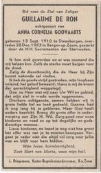 Guillaume de Ron 1910 Steenbergen + 1953 Begen op Zoom, 43 j, Verzenden