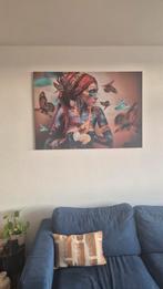 Jaime Ibarra - woman with butteflies 120 x 85 op Aluminium, Ophalen, Schilderij, 75 cm of meer