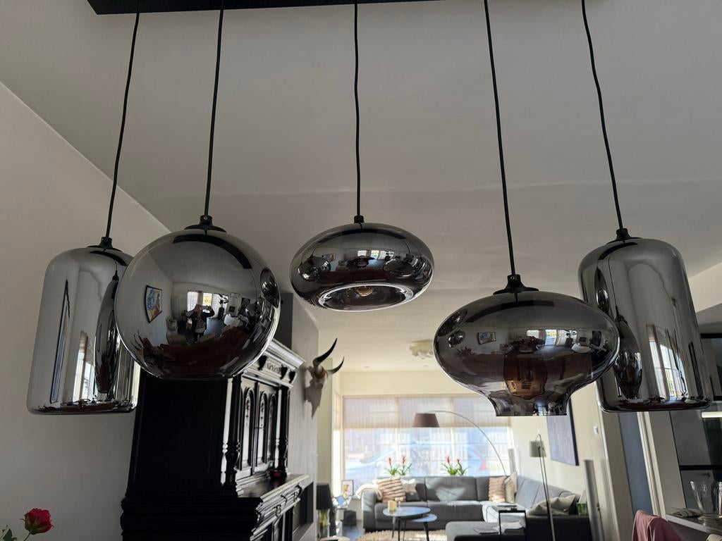 By Eve Hanglamp 5-Lichts Metallic Smoke, Ophalen of Verzenden, Zo goed als nieuw, Metaal, Minder dan 50 cm