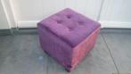 Paarse POEF Riverdale 35 x 35 cm. hocker stof velours velvet, Huis en Inrichting, Hout, Minder dan 50 cm, Vierkant, Minder dan 50 cm