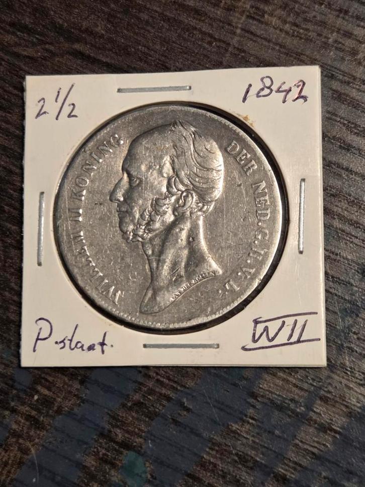 2 1/2 Gulden Willem II 1842 - Zilver!, Postzegels en Munten, Munten | Nederland, 1 gulden, Koning Willem II, Zilver, Ophalen of Verzenden