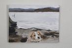 Schilderij met hond aan het water, Ophalen, Minder dan 50 cm, Oorspronkelijke maker, Nieuw
