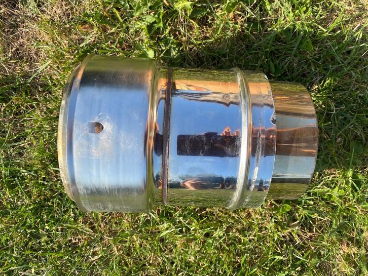 Aansluiting  schoorsteenpijp dubbelwandige 150 130, Doe-het-zelf en Verbouw, Buizen en Afvoer, Gebruikt, Rechte buis, Rvs, Minder dan 2 meter