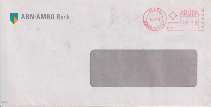 Aruba 1994 M01 ABN-AMRO Machinestempel Vensterenvelop, Postzegels en Munten, Brieven en Enveloppen | Buitenland, Envelop, Ophalen of Verzenden