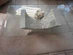 Glazen Salontafel met stenen poot 70 x 130 glasplaat kan los, Huis en Inrichting, Tafels | Salontafels, Ophalen, Gebruikt, 100 tot 150 cm