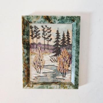 vintage marmer schilderijtje met marmer en zandkunst kunst beschikbaar voor biedingen