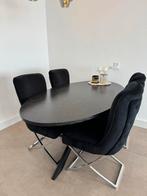Zwarte Eethoek met 4 Stoelen, Huis en Inrichting, Tafels | Eettafels, Gebruikt, 100 tot 150 cm, Eric kuster style, Ophalen of Verzenden