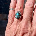 Mooie nieuwe zilveren ring met een Turquoise/Turkoois mt17,5, Blauw, Nieuw, Ophalen of Verzenden, 17 tot 18