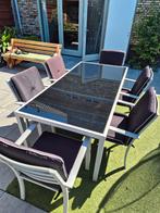 Tuinset met 6 stoelen en kussens, Ophalen, Gebruikt, 6 zitplaatsen, Aluminium