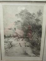 Ets "Wintertooi" van A. De Vree uit 1988., Antiek en Kunst, Ophalen