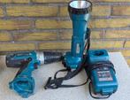 Makita boormachine + zaklamp + lader, Ophalen of Verzenden, Gebruikt, 600 watt of meer, Boormachine