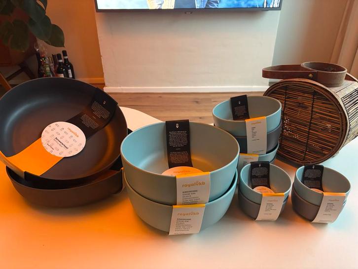 Royalvkb schalen set - blauw/grijs - nieuwstaat, Huis en Inrichting, Keuken | Keukenbenodigdheden, Nieuw, Ophalen of Verzenden