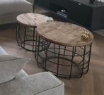 Set van 2 ronde salontafels (hout met zwart) van woonexpress, Ophalen, Gebruikt, 50 tot 100 cm, 50 tot 75 cm
