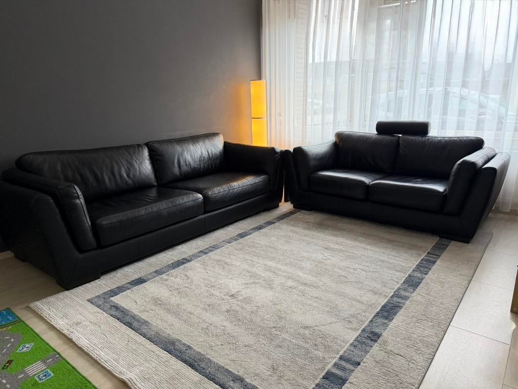 Echt leder bankstel 3+2 zits, Ophalen, Gebruikt, Leer, Modern