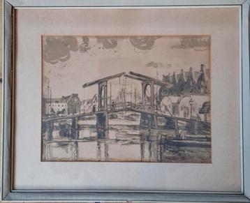 A'dam, zicht op Gracht.  Wilhelm Wagner (1887-1968). Ca 1920 beschikbaar voor biedingen