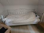 Witte metalen bed, Ophalen, 90 cm, Eenpersoons, Wit